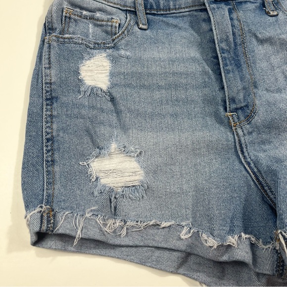 Hollister Ultra High Rise Distressed Denim Roll Hem Short Shorts Vintage Stretch - Picture 4 of 5